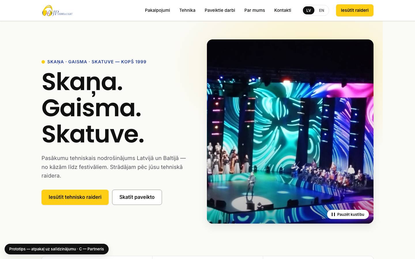 Virziena „Partneris” sākumlapa